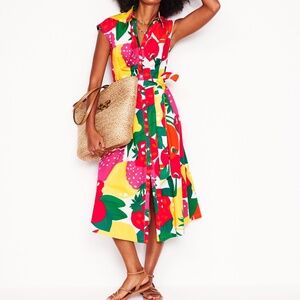 Rachel Cotton Midi Shirt Dress-Multi, Summer Fruit